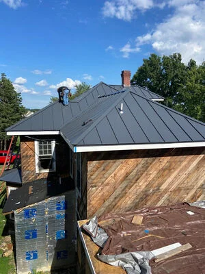 Close view of snap lock standing seam panels