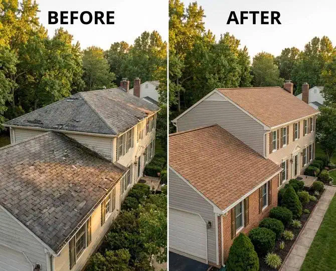 Professional roofers restoring roofs in Northern Virginia