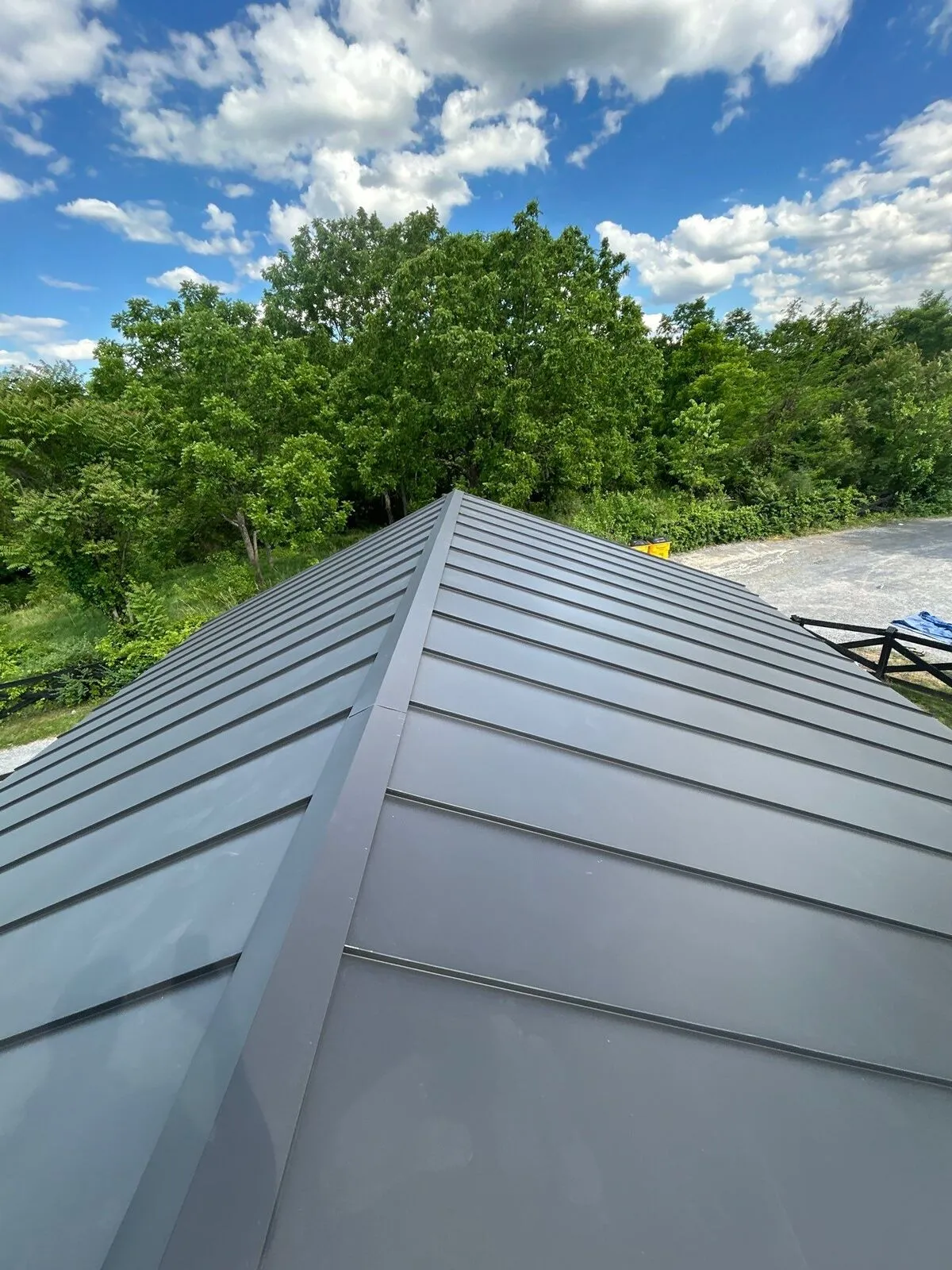 Close-up of standing seam metal roof panel detail in Manassas VA